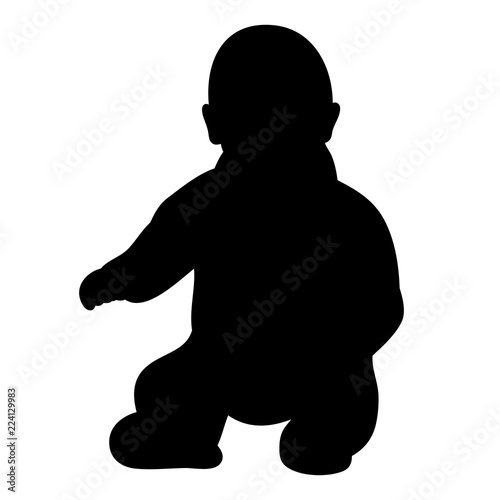  isolated silhouette baby sitting