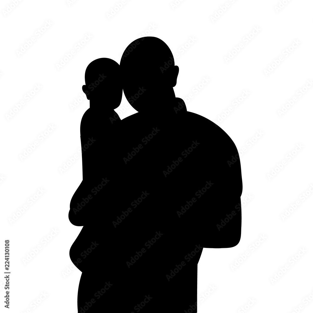 isolated silhouette portrait father and child