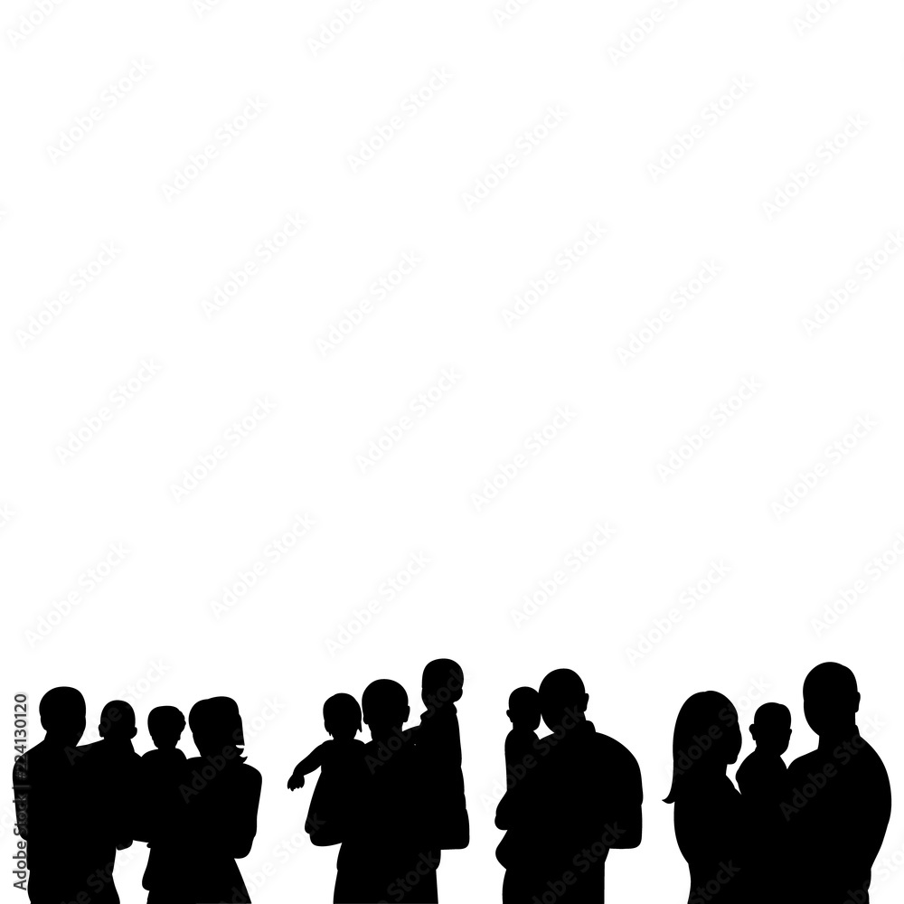 vector, isolated silhouette portrait of parents and children vector, isolated silhouette portrait of parents and children