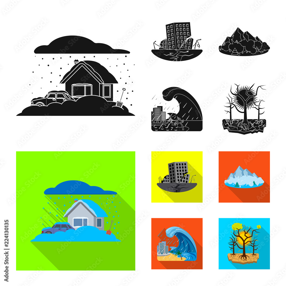 Naklejka premium Isolated object of natural and disaster icon. Set of natural and risk stock symbol for web.