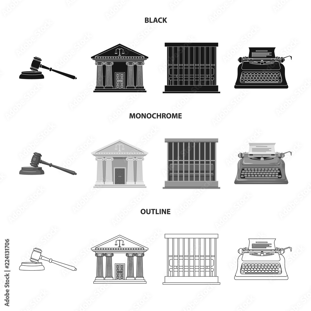Vector design of law and lawyer logo. Collection of law and justice vector icon for stock.