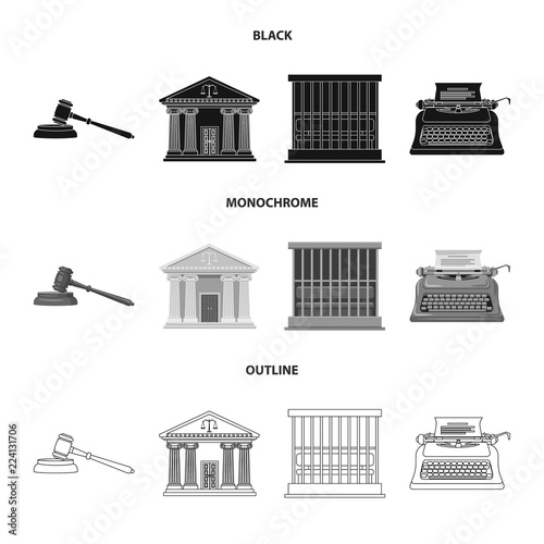 Vector design of law and lawyer logo. Collection of law and justice vector icon for stock.