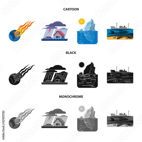 Vector illustration of natural and disaster sign. Collection of natural and risk stock vector illustration.