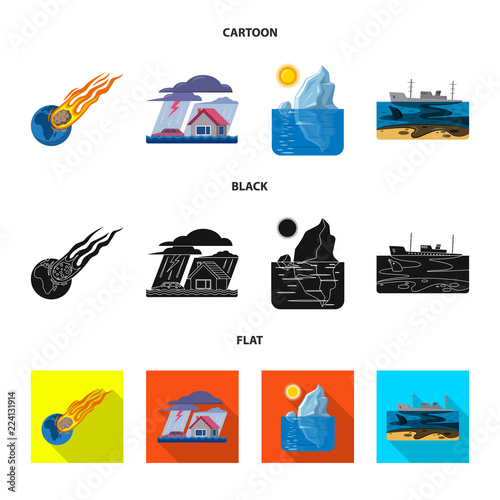 Vector design of natural and disaster icon. Set of natural and risk stock vector illustration.