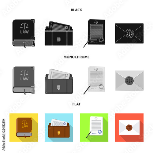 Isolated object of law and lawyer icon. Collection of law and justice vector icon for stock.