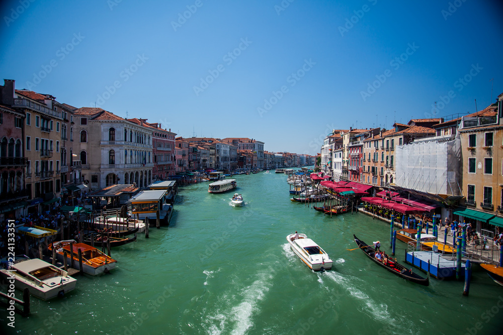 Italy, Venice, August 20, 2010: View of the Grand Canal on a sunny day.