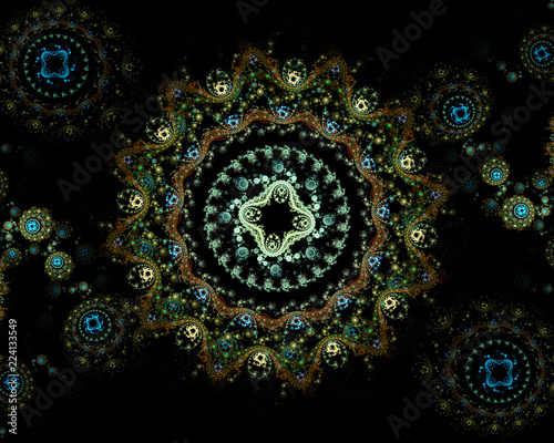 Fototapeta Naklejka Na Ścianę i Meble -  Digitally generated image. Colorful fractal, elegant, delicate flower pattern. Abstract floral fractal background for art projects.
