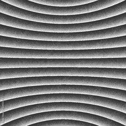 3D Vector Concave Smooth Curved Lines Retro Style Dotwork Background. Abstract Hand Made Dotted Stippling Engraving Texture