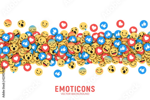 Vector Flat Design Modern Emoji Conceptual Abstract Art Illustration on White Background. Social Network Web Emoticons for Internet, App, Advertisement, Promotion, Marketing, SMM, CEO, Business photo