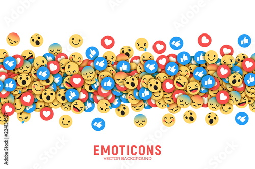 Vector Flat Design Modern Emoji Conceptual Abstract Art Illustration on White Background. Social Network Web Emoticons for Internet, App, Advertisement, Promotion, Marketing, SMM, CEO, Business