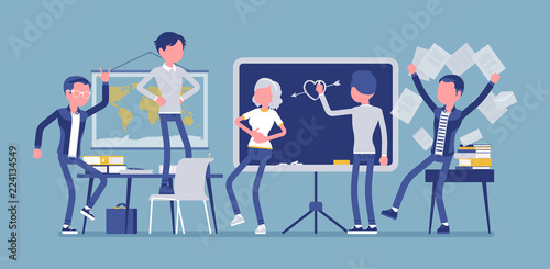Students behaving badly in a classroom