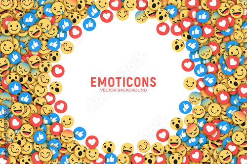 Vector Flat Design Modern Emoji Conceptual Abstract Art Illustration on White Background. Social Network Web Emoticons for Internet, App, Advertisement, Promotion, Marketing, SMM, CEO, Business
