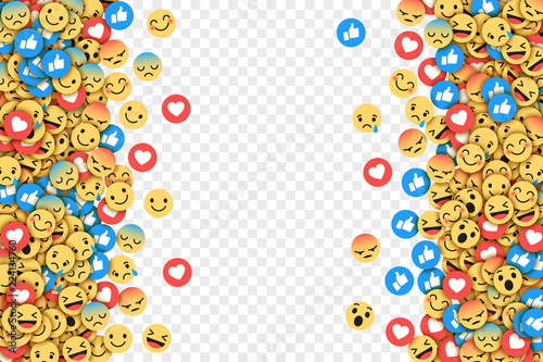 Vector Flat Design Modern Emoji Conceptual Abstract Art Illustration on Transparent Background. Social Network Web Emoticons for Internet, App, Advertisement, Promotion, Marketing, SMM, CEO, Business