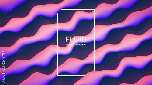 Vector Fluid Design Abstract Background. Digital 3D Conceptual Contemporary Generative Art Illustration. Dynamic Motion Liquid Bright Glowing Shapes Flow Effect Wallpaper