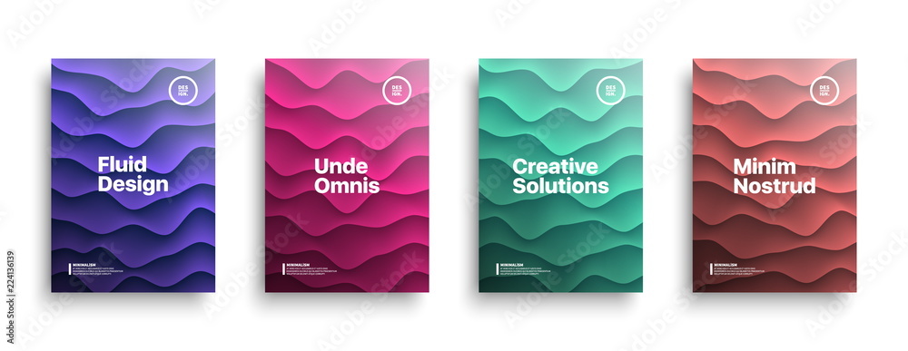 Vector Bright Colors Design Templates Set for Brochure, Flyer, Cover, Book. Abstract Geometrical Background