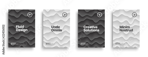 Black and White Vector Design Templates Set for Brochure, Flyer, Cover, Book. Abstract Conceptual Subtle Background