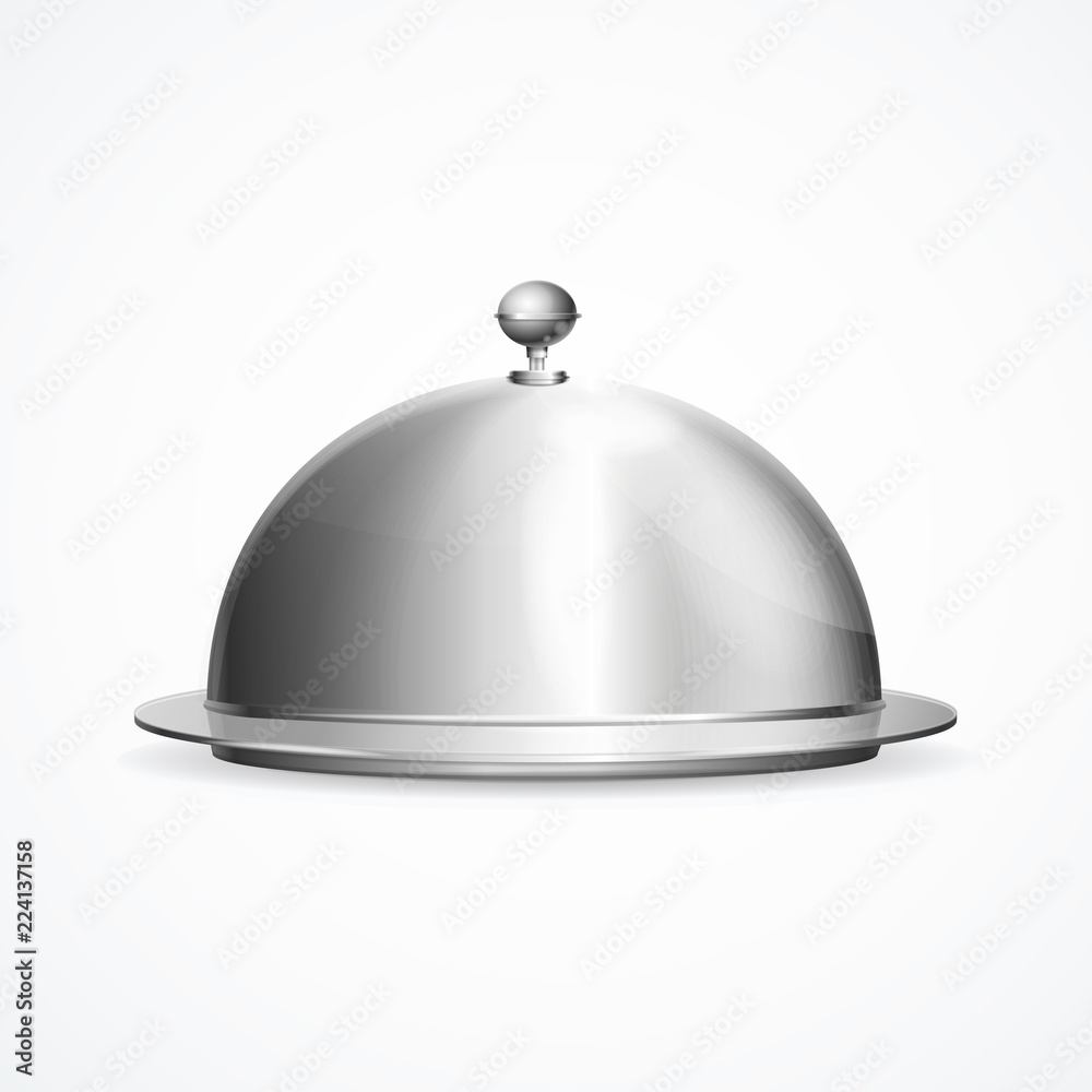 Realistic 3d Detailed Shiny Metallic Restaurant Cloche. Vector Realistic 3d Detailed Shiny Metallic Restaurant Cloche. Vector
