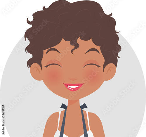 Cute logo of an African American barista girl smiling