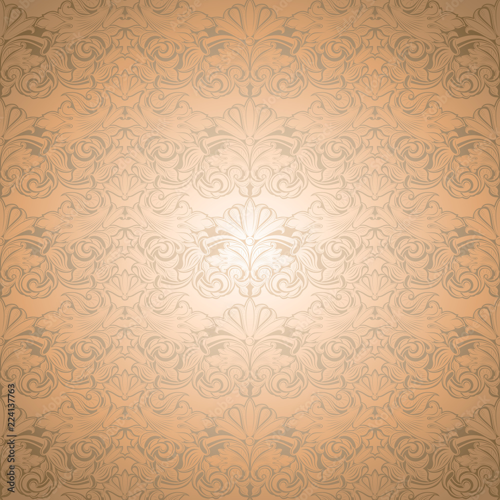 Gold vintage background , royal with classic Baroque pattern, Rococo with  darkened edges background(card, invitation, banner). square format Stock  Vector | Adobe Stock