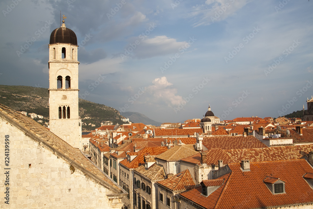 view of the roofs of the magnificent old town of Dubrovnik from the city walls