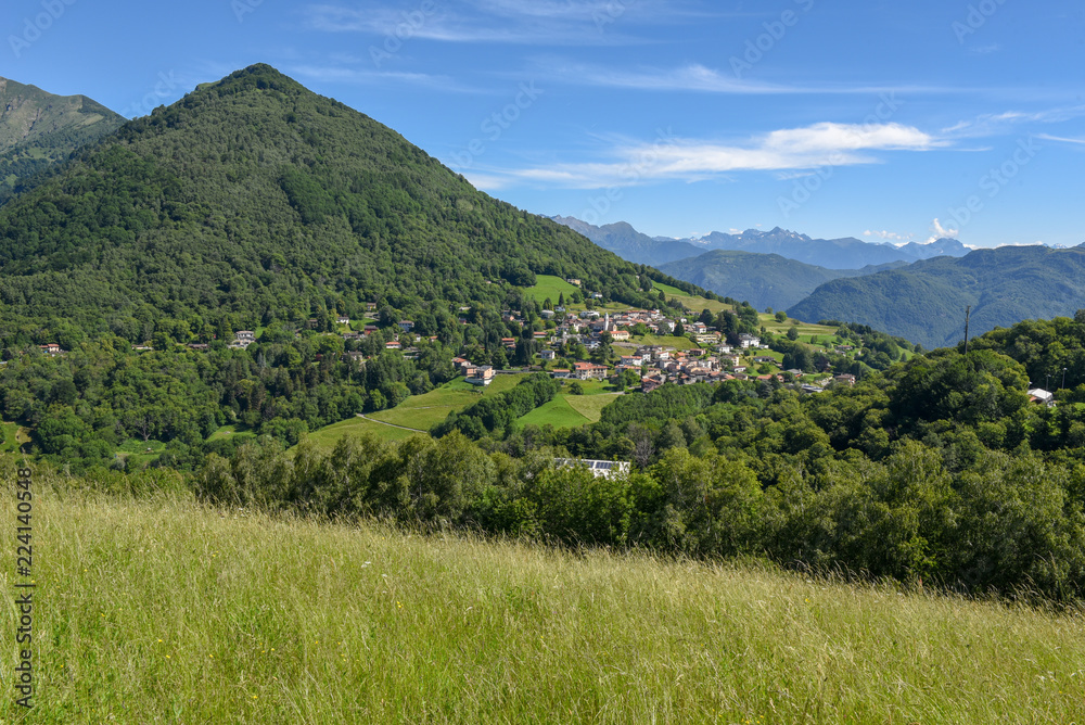 Landscape at the village of Arosio in Malcantone valley on Switzerland