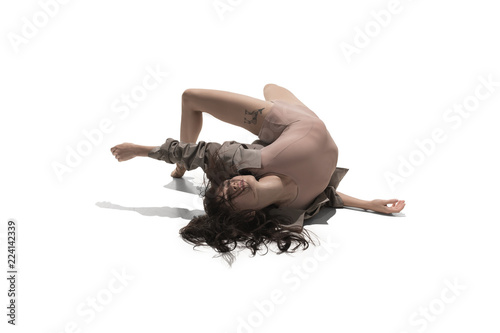 Photography Beautiful slim young female modern jazz contemporary style ballet dancer in silh
