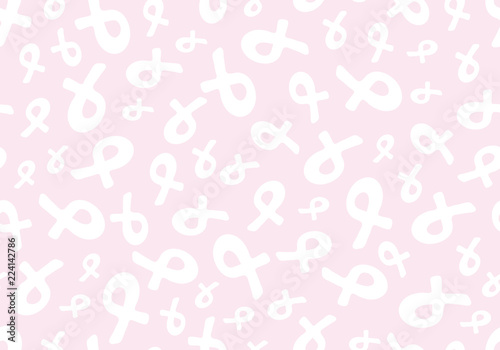 Pink ribbon breast cancer awareness month seamless background. Vector illustration.