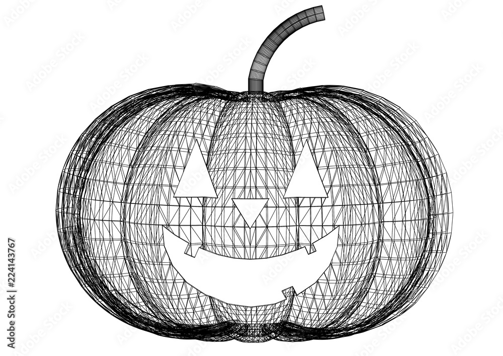 halloween pumpkin blueprint - isolated Stock Illustration | Adobe Stock