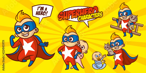 Superhero character Superheroes Set Vector illustration design