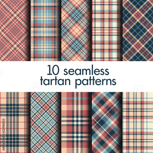 Set of seamless tartan patterns photo