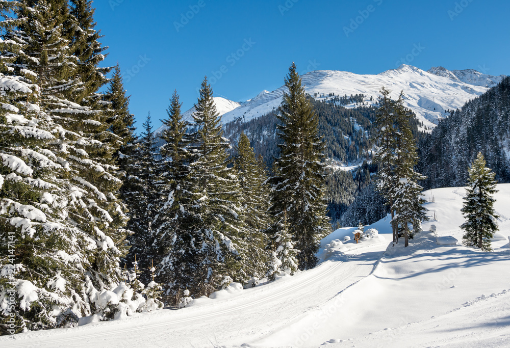 Snow road  in Austrian alps.