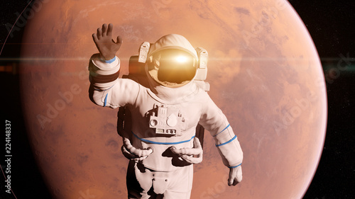 Canvas Print 3d rendered illustration of of an astronaut infront of mars