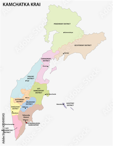 administrative and political vector map of the russian far east region Kamchatka