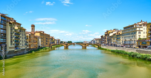 St Trinity Bridge in Florence in Italy, seen from famous "Ponte Vecchio"