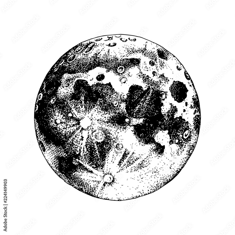 Naklejka premium Ręcznie rysowane księżyc