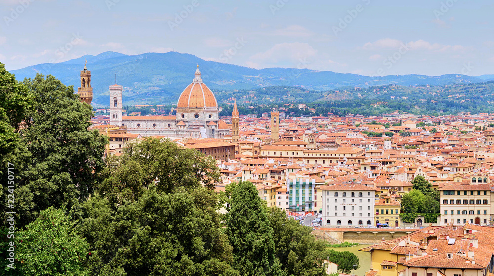 Obraz premium Aerial view of Florence with the Basilica Santa Maria del Fiore (Duomo) seen from the 