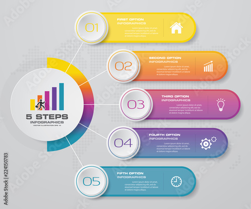 5 steps simple&editable process chart infographics element. EPS 10.