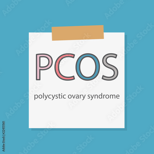 PCOS Polycystic ovary syndrome written in a notebook paper- vector illustration