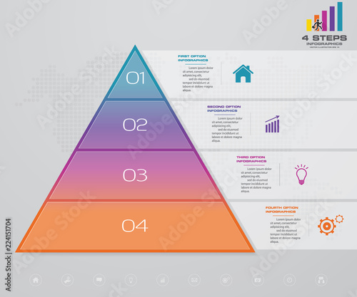 4 steps pyramid with free space for text on each level. infographics, presentations or advertising. EPS10.
