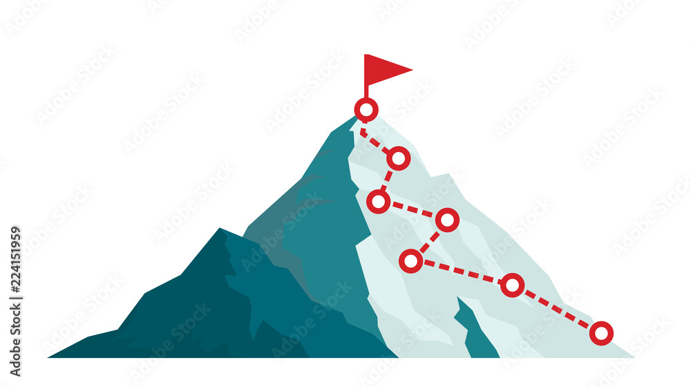 Mountain climbing route to peak
