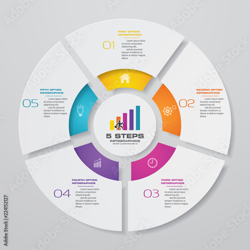 5 steps cycle chart infographics elements.EPS 10.