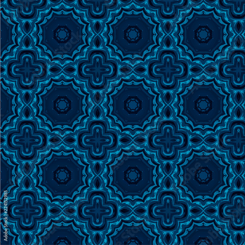 Spanish or Portuguese vector tile pattern, Lisbon floral mosaic.