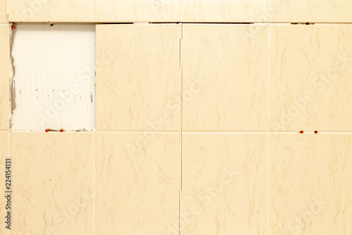 Broken Tiles. Bathroom. Wall. Damaged 6