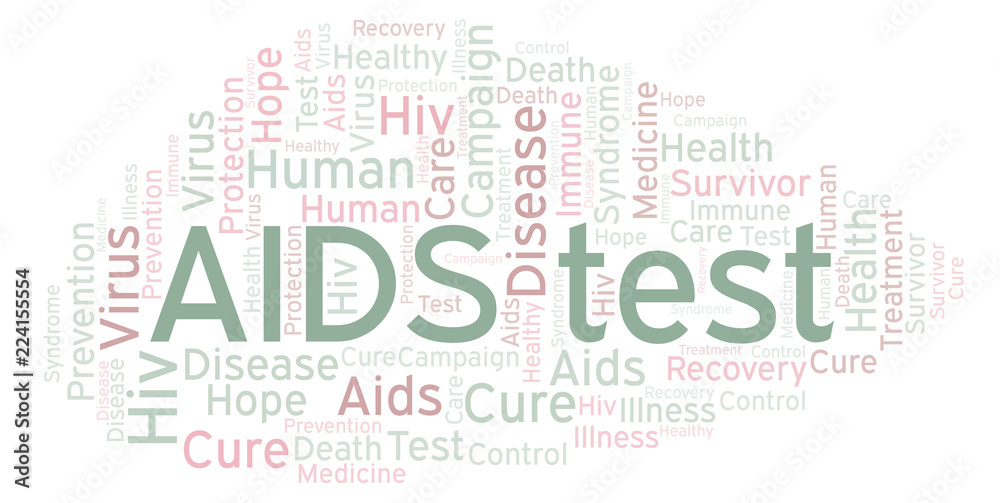 Fototapeta premium AIDS test word cloud, made with text only.