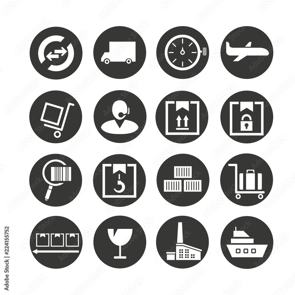 shipping icons set in circle button style shipping icons set in circle button style