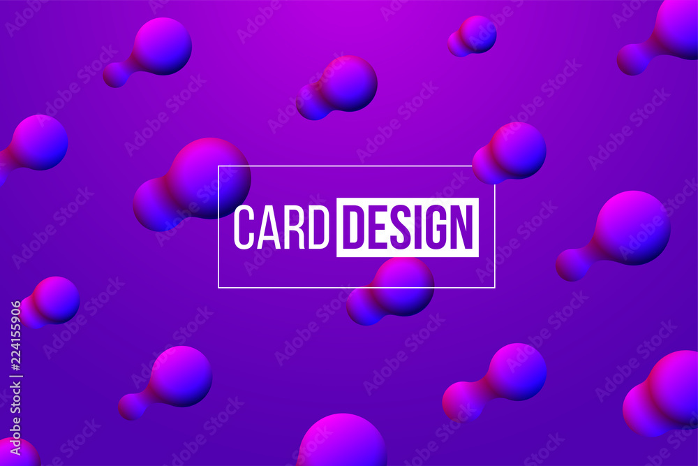 Fototapeta premium Card design template. Vector abstract metaball shapes on violet background.
