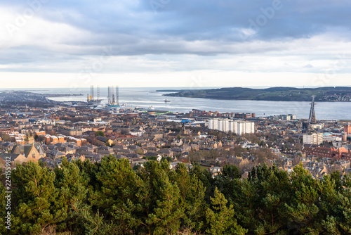 Dundee City Centre and Firth of Tay form the Law on a Winter Day