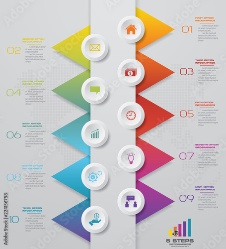 10 steps timeline infographic element. 10 steps infographic, vector banner can be used for workflow layout, diagram,presentation, education or any number option. EPS10.