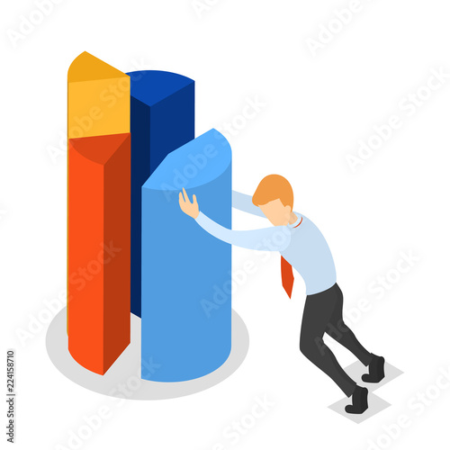 Businessman pushing segment of pie chart to diagram