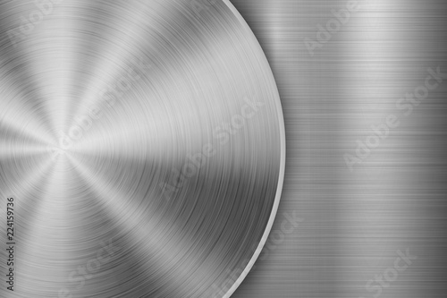 Metal technology background with circular and straight polished, brushed texture, chrome, silver, steel, aluminum for design concepts, wallpapers, web and prints . Vector illustration